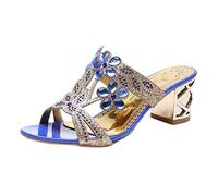 Generisch Product Category Women's Sandals - Trendy Sandals with High Heels Rhinestone Accents Heel Strap Comfort Style - Elegant Women's Sandals for Everyone, blue, 8 UK