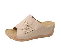 Generisch Product Category Women's Sandals - Versatile Sandals with Open Toe Beach Everyday Shoes Lightweight Slippers Summer Insole Casual Style, khaki, 8 UK