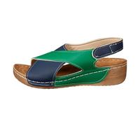 Generisch Product Category Women's Shoes Sandals - Modern Summer Model with Plain Shape Heel Striking Sole Profile Large Sizes Fish Mouth Design, Green, 6 UK
