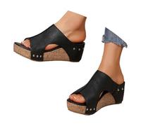 Generisch Product Category Women's Slipper|Product Title Platform Wedge Slippers Temperament Non-Slip Beach Slippers|End, black, 7 UK