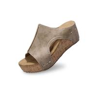Generisch Product Category Women's Slipper|Product Title Platform Wedge Slippers Temperament Non-Slip Beach Slippers|End, khaki, 7 UK