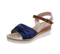 Generisch Product Class Women's Sandals - Open Toe Sandals with Knot Detail Wedge Heel for Everyday Leisure, blue, 9 UK