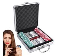 Generisch Professional Poker Chips - Complete Card Kit | Robust Portable Box, Numbered and Colourful Tokens, Entertainment Accessories, Club Poker, Home Game, Amate