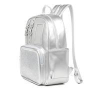 Generisch PU Backpack, Aesthetic Storage Bag with Pin Board, Bag with Pin Display, for Work, Fitness, Everyday Life, Sports, Travel, Luggage, Hiking, Comic Con and Outdoor Use, silver, Siehe