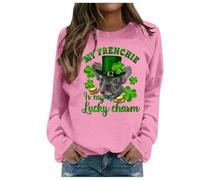 Generisch Pullover Hoodie with Letter Print and Crew Neck for Women for Autumn and Winter Check 24 Pullover, pink, M