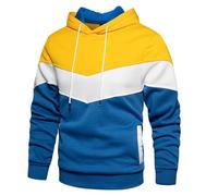 Generisch Pullover Loose Casual Jacket in Colour Block Design for Men with Side Seam Pockets and Hoodie First Try Then Numbers Men, yellow, L