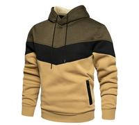 Generisch Pullover Loose Casual Jacket in Colour Block Design for Men with Side Seam Pockets and Hoodie First Try Then Numbers Men, Green, L