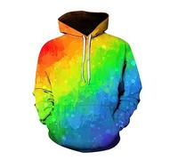 Generisch Pullover Men's 2025 Winter Personality Fashion Street Leisure Trend Sport Rainbow Park Printed Men Women Hoodie, Green, XL