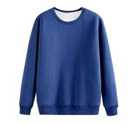 Generisch Pullover Men's Crew Neck Sweatshirt Men's Black Cotton Fleece Pullover Casual Long Sleeve Top Without Hood Training Shirt Plain Basic Long Sleeves Outdoor Sweatshirt, darkblue, XL