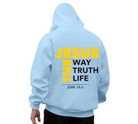 Generisch Pullover Men's Hoodie with God Print Design, Casual Long Sleeve, Comfortable Daily Wear Sweatshirts Men, sky blue, L