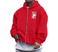 Generisch Pullover Men's Hoodies & Sweatshirts Comfortable, Casual Hooded Jacket with Zip and Halloween Print for Everyday Use Hoodie with, red, M