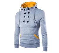 Generisch Pullover Men's Outwear Hoodie Long Blouse Top T-Shirt Sleeves Hooded Patchwork Sweatshirt Men's Blouse, gray, L