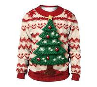 Generisch Pullover Men's Sweatshirt Men's Jumper Work Jumper Knitted Jumper Christmas Men's Fashion Leisure Simple Winter Leisure Thread Neck Raglan Sleeves Pullover Long Sleeve Top, red, L