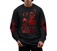 Generisch Pullover Men's Sweatshirt Men's Jumper Work Jumper Knitted Jumper Christmas Men's Winter Tops Long Sleeve Jumper Sweatshirt with Blood Pattern Without, black, XXL