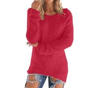 Generisch Pullover Women's Autumn Casual Knitted Jumper Plus Size Crew Neck Long Sleeve Sweater Elegant Warm Winter Jumper Lightweight Fleece Jumper Woman Sweatshirt Tops Y2K Clothing Teenager Girls