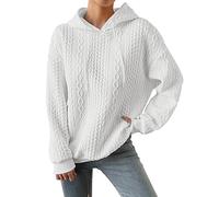 Generisch Pullover Women's Oversize Sweatshirt Women's Spring Knitted Hoodie Single Knit Winter Jumper Warm Jumper with Hood Winter Jumper Cable Knit Hoodie Long Sleeve Drawstring Knitted Jumper