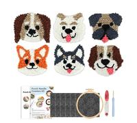 Generisch Punch Needle Coaster Set, Embroidery Set with Animal Motifs for Beginners, Round Frame Tool with Yarn for Crochet Work at Home and in Art Lessons, with Embroidery Accessories