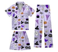 Generisch Pyjama Bottoms, Halloween Pyjamas, 3-Piece Anime Cartoon Casual Home Autumn Winter Trousers, Long Pyjama Bottoms, Soft Kawaii Pyjamas, Comfortable Pyjama Bottoms, Pajamas C10-light Purple, 4