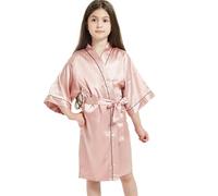 Generisch Pyjamas Women Children Boys Girls Silk Satin Bathrobe Kimono Robes Nightdress Sleepwear Clothing Children's Bathrobe Terry Cloth Boys, Rose Gold, 11-12 Years