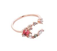 Generisch Quartet The Rings Stone Flower Ring Pink Stackable Flowers Stone Red Rings Open Elegant Ring The Rings Radio Play, Einheitsgröße, Metal