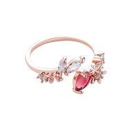Generisch Quartet The Rings Stone Flower Ring Pink Stackable Flowers Stone Red Rings Open Elegant Ring The Rings Radio Play, Einheitsgröße, Metal