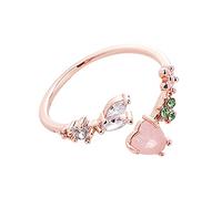 Generisch Quartet The Rings Stone Flower Ring Pink Stackable Flowers Stone Red Rings Open Elegant Ring The Rings Radio Play, Einheitsgröße, Metal