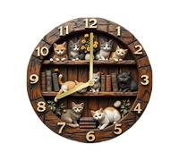Generisch Quiet Cat Design, 11.81 Inch Cat Theme, Charming, Decorative Design, Quiet, Accurate Timing for Home, Living Room, Bedroom, Farmhouse, Library and Work Room