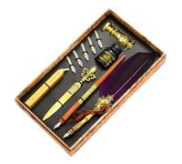 Generisch Quill and Ink Set, Antique Feather Nib for Writing - Feather Calligraphy Ink Set with Replacement Tips, Ink, Wax Seal Pens, Seal Stamp, Calligraphy Dip Pen Gift Set