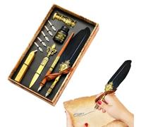 Generisch Quill and Ink Set | Quill Ink Set Calligraphy Pen Set | Pen Ink Set Includes Dip Pen, Ink, Replacement Tips, Envelope Tool, Romantic Vintage Valentine Gift