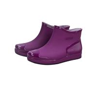 Generisch Rain Boots for Women, Waterproof Wellington Boots Shoes for Women, Short Tube, Plain Platform, Plastic Water Shoes with Non-Slip Sole, Warm, Women's Shoes, purple, 8 UK