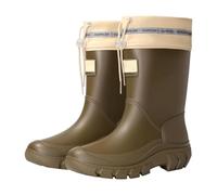 Generisch Rain Boots Women's Medium Height Drawstring Cuffs Wellington Boots Non-Slip Outdoor Shoes Waterproof Work Water Shoes Fashionable Overboots, Army Green, 8.5 UK
