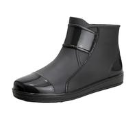 Generisch Rain Footwear for Men, Men's Rain Boots, Water Rubber Shoes, Casual Outdoor Work Non-Slip Overshoes, Rain Boots, Plain Platform, Short Work Boots, black, 8 UK