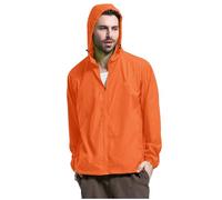 Generisch Rain Jacket Men's Raincoat Thin Lightweight Sun Protection Jacket Sports Jacket Outdoor Trekking Jacket Breathable Quick-Drying Training Jacket Casual Unisex Hiking Jacket, orange, L