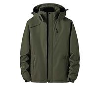 Generisch Rain Jacket Men's Waterproof Fleece Transition Jacket Lightweight Softshell Jacket Autumn Winter Hiking Jacket Outdoor Raincoat Functional Jacket Windbreaker Bicycle Rain Poncho, 01 Army