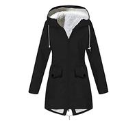 Generisch Rain Jacket Women's Long Autumn and Winter Jacket Made of Solid Fabric Plus Jacket Outdoor Mountaineering Clothing Jacket Waterproof Jacket Outdoor Coat with Removable Hood Windproof, black
