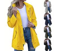 Generisch Rain Jacket Women's Waterproof Breathable Windbreaker with Hood Wind Jacket Cycling Jacket Rain Jacket Foldable Rain Jacket Women Hiking Outdoor Jacket 3 in 1 Jacket Women, S-6XL, Yellow-a