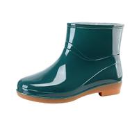 Generisch Rain shoes for women, wide width, rain boots for men and women, plain non-slip platform, travel shoes, flat, rain boots, colourful, short, waterproof wellington boots, Green, 7 UK