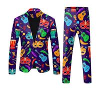Generisch Rainbow Costume Men's Suit 2-Piece Sporty Jacket Trousers Confetti Suit Men's 80s 90s Neon Party Outfit Colourful Carnival Theme Party Costume Hippie Clothing, A1 GREEN, XXL