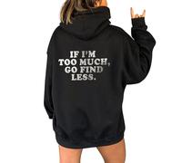 Generisch Rainbow Hoodie Women Letter Print Hoodie IF I'm Too Much The Go Find Less Hoodie with Angel Wings Women, White, M