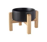 Generisch Raised Ceramic Bowls for Cats, Puppies with Sturdy Food, Water Bowl Against Vomiting, Black, Non-Slip Pet Bowls for Daily Feeding, Easy Care, Robust (A, One Size)