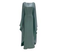 Generisch Ramadan Eid Satin Women's Robe Bat Wings Butterfly Abaya Dubai Luxury Muslim Maxi Kaftan Dress Abaya Prayer Clothing Ramadan Dress, Green, S