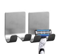 Generisch Razor Holder, Pack of 2 Self-Adhesive Wall Hooks, Shower Hooks Made of Stainless Steel, Self-Adhesive, for Attaching to Corners, Doors, Glass, Tiles, Kitchen, Bathroom and the Whole