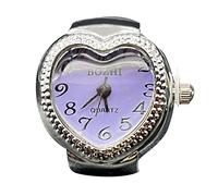 Generisch Real Watch Ring to Tell the Time Watch Ring Round Chunky Ring Silver Adjustable Ring Fashion Watch Jewelry Curling Stockings Black, one size, Metal, No Gemstone