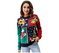 Generisch Red Pullover Women's Little and Christmas Snowflake with Dress Christmas Chest Sweater Tree Knitted Women's On Sweater Blue Women, red, S