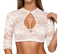 Generisch Red Sexy Lingerie Women's 1 Piece Underwired Lingerie Lace Vest Women's Elegant Dirndl Blouse Black Dirndl Blouse Lace Blouse for Oktoberfest Lingerie Costumes Nurse, White, 6XL