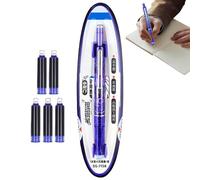 Generisch Refillable Fountain Pen, Writing Instrument for Students, 0.38 mm Cartridge Filler with 5 Refills for School, Notes, Diary, Sketches