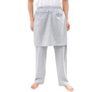 Generisch Reha Trousers Men's Patient Trousers with Open Crotch Short Elastic Post-operative Soft Breathable Patient Care Clothing Adult Baggy Wide Incontinence Trousers Catheter Trousers, gray, XL