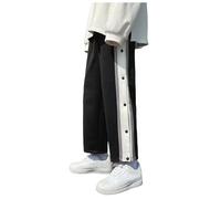 Generisch Reha Trousers Men's Side Opening Jogging Bottoms Post-Operative Trousers Wide Leg Training Trousers Open Leg Jogger Leisure Trousers with Buttons on the Side Sportswear with Pockets, black