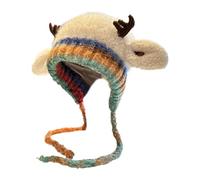 Generisch Reindeer Antler Hat - Knitted Plush Wool | 53-58 cm Christmas Hat with Ear Flaps | Keeps Your Head Warm, Spread Mood and Also Serves as a Cute Handbag for Everyone