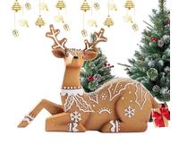 Generisch Reindeer Statuettes - Resin Glitter Elk Sculpture, Decoration Made of Resin for Christmas Reindeer - For Home and Living Room and Children's Room Workplace Bookshelf Winterproof